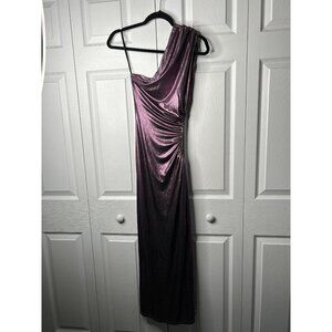 Line & Dot Opal Pink Metallic One Shoulder Cutout Midi Dress Women's Size Small